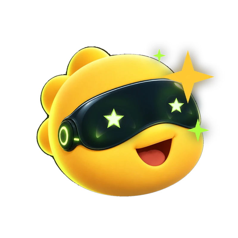 Creative Nailoong with stars shining around his visor